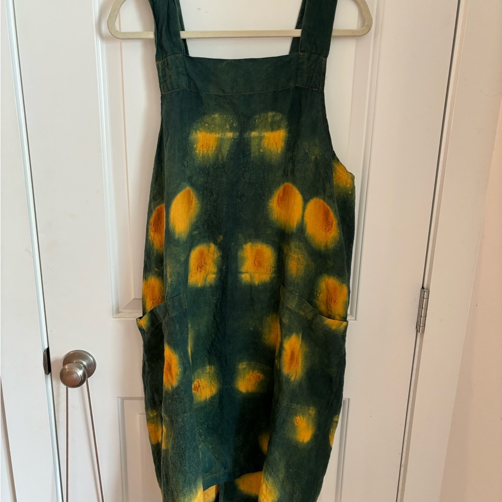 Gardner Blue Tie-Dye Smock Apron Dress